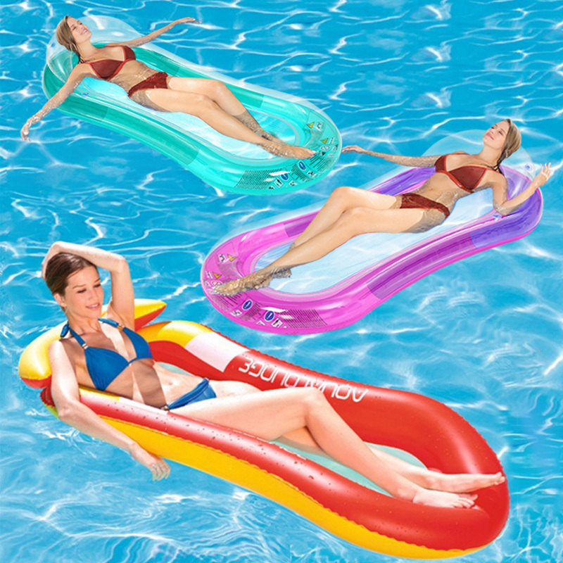 Custom Logo Transparent Inflatable Pool Float Colorful Swimming Pool Floating Tray Lounger For Adults