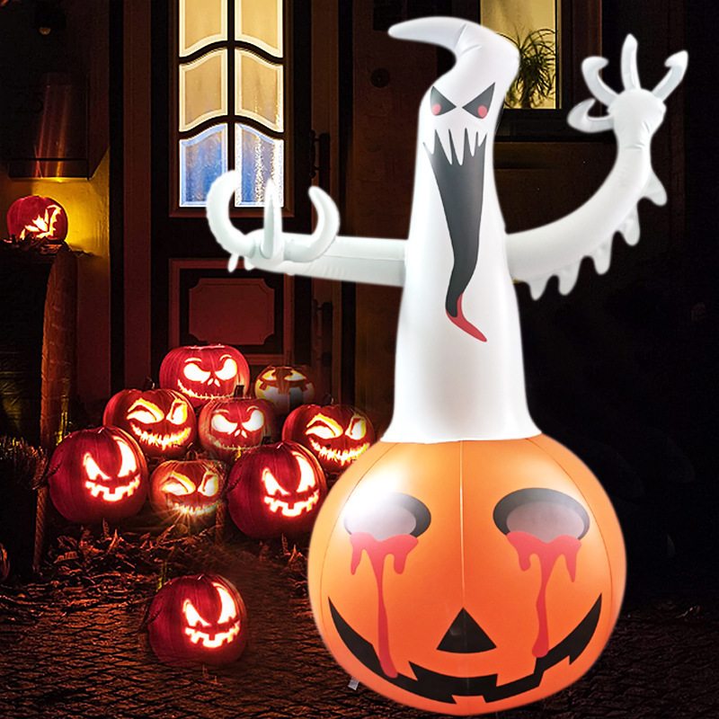 Super-Giant Pumpkin Ghosts Inflatables Halloween Decorations Outdoor Blow Up with LED Lights