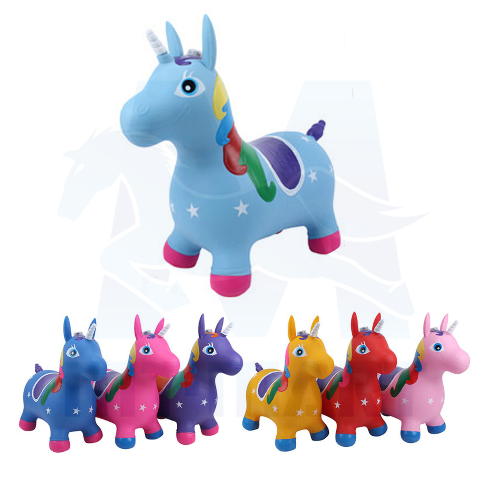 Kids Ride On Jumping Bouncy Animal Toy Inflatable Hopper Unicorn