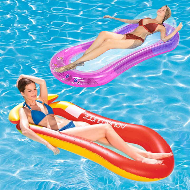 Custom Logo Transparent Inflatable Pool Float Colorful Swimming Pool Floating Tray Lounger For Adults