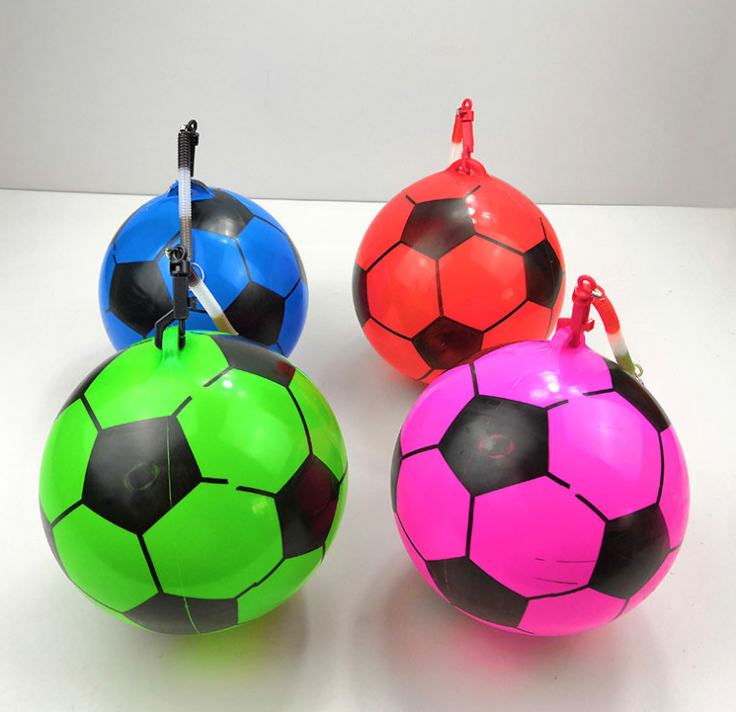 Wholesale and customize PVC inflatable beach ball and inflatable football with spring rope Chain