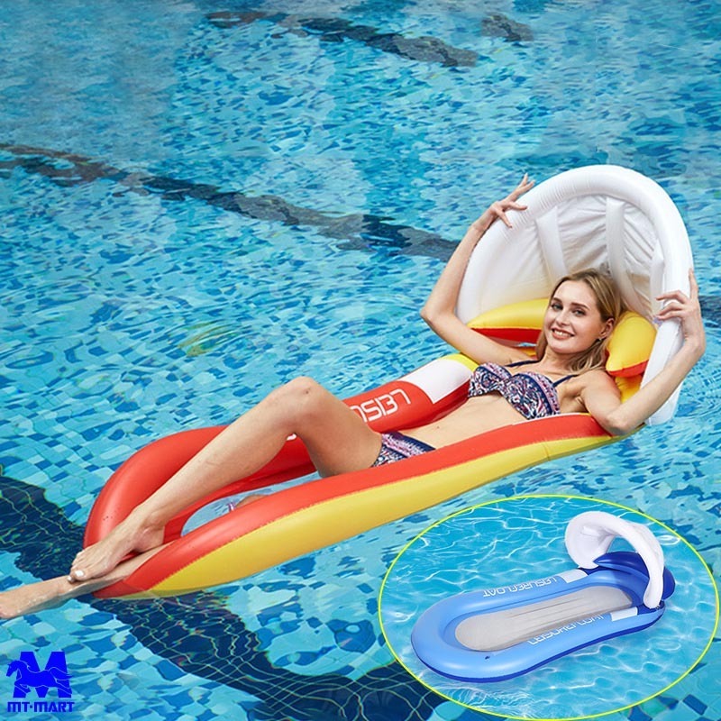 Hot sell water hammock lounger pool float with sunshade inflatable pool float for adult