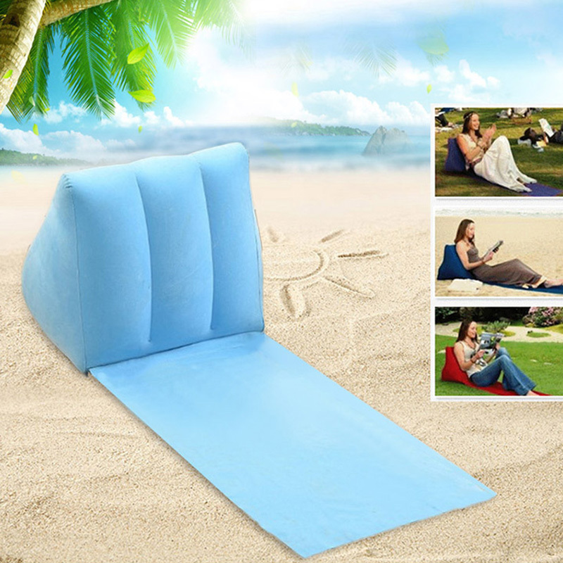 Wholesale Camping Lounger PVC Flocked Inflatable Cushion, Inflatable Back Pillow for Rest