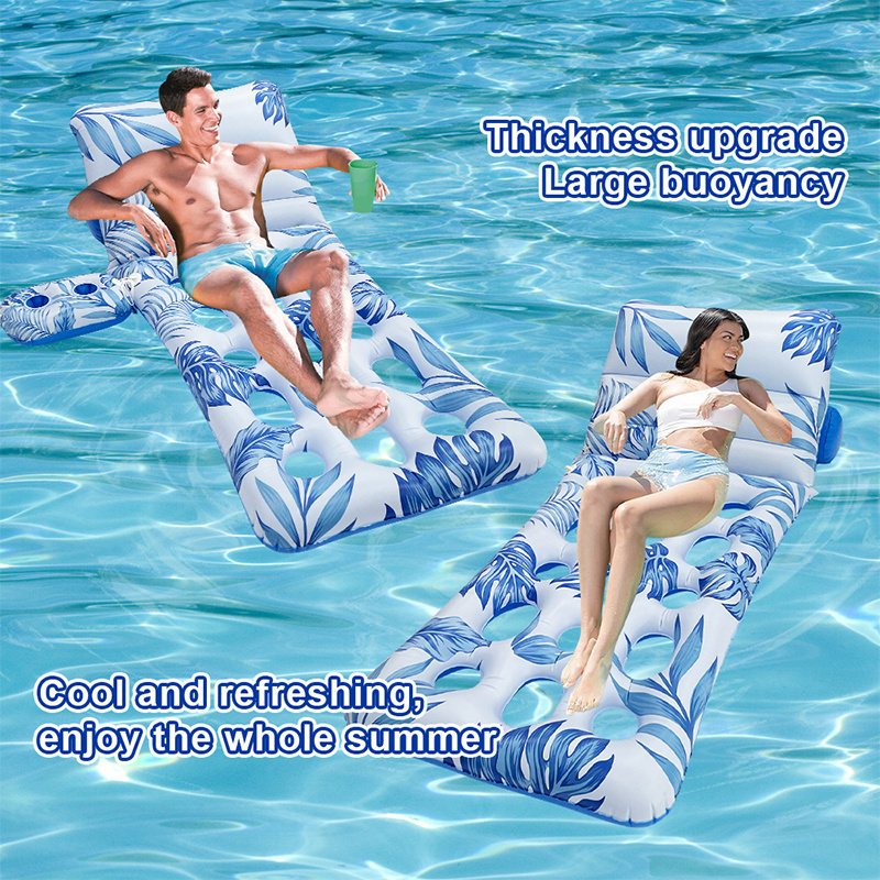 Wholesale 2024 new pool floats inflatable hammock floating mat floating pool tray with drink holder