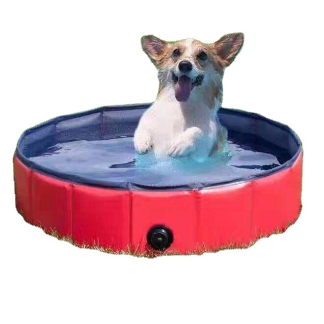 Large Foldable Dog Pool, Hard Plastic Shell Portable Swimming Pool for Dogs Cats and Kids