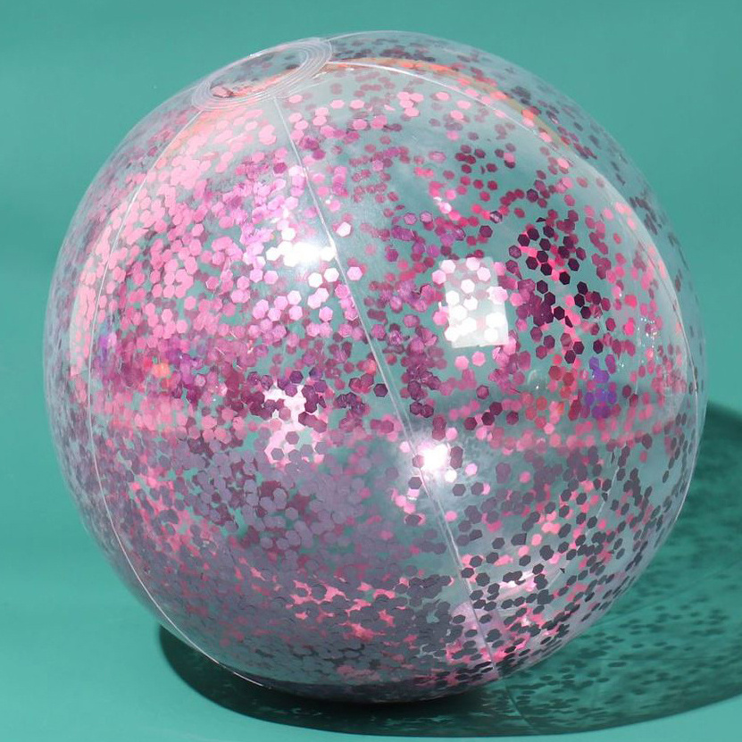 Hot Sale Promotional 16inch Pvc Inflatable Glitters Beach Ball Water Ball With Sequins Inside