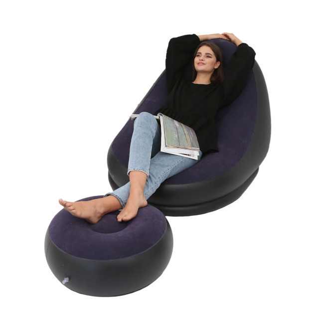 Wholesale custom inflatable flocking sofa inflatable lounge chair inflatable comfortable air sofa with kickstand