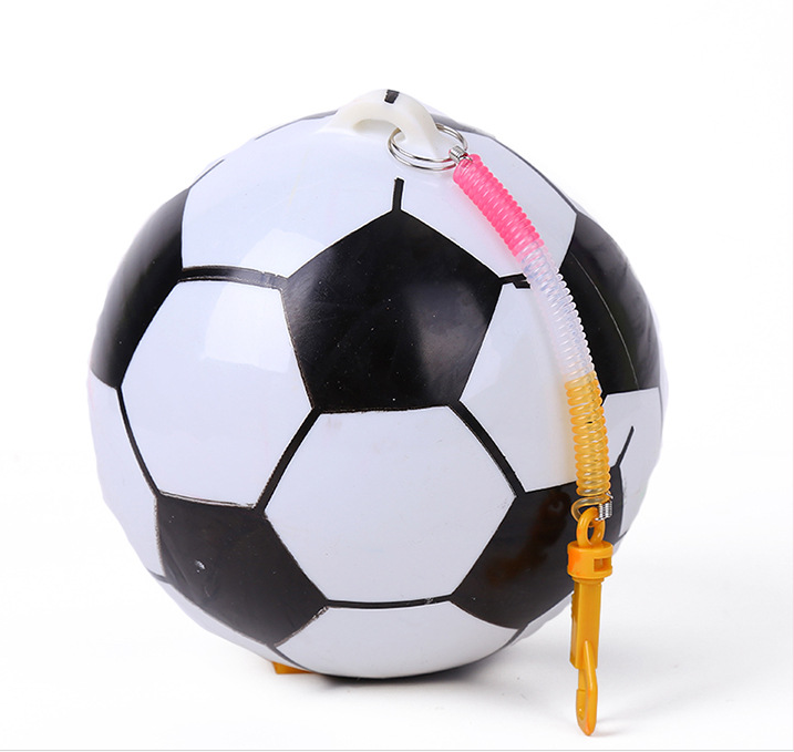 Wholesale and customize PVC inflatable beach ball and inflatable football with spring rope Chain