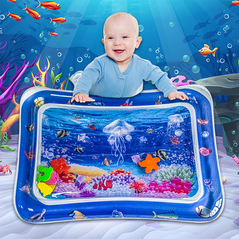 Wholesale Customization Kids Water Play Mat Inflatable Baby Education Infant Floating Water Play Mat Eco-friendly Blue Unisex