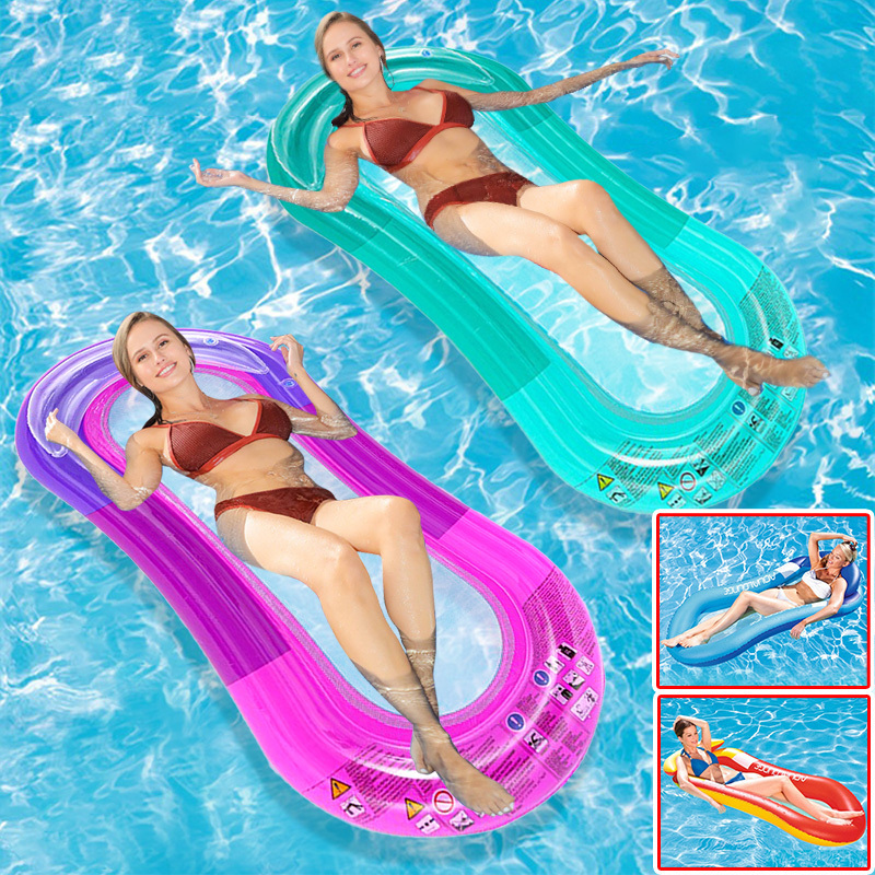 Custom Logo Transparent Inflatable Pool Float Colorful Swimming Pool Floating Tray Lounger For Adults