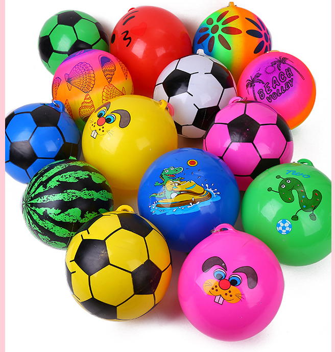 Wholesale and customize PVC inflatable beach ball and inflatable football with spring rope Chain