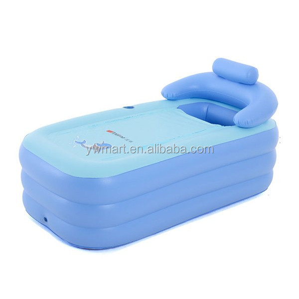 PVC portable S shape cushion inflatable adult bathtub SPA pool Hot bath tub with pillow