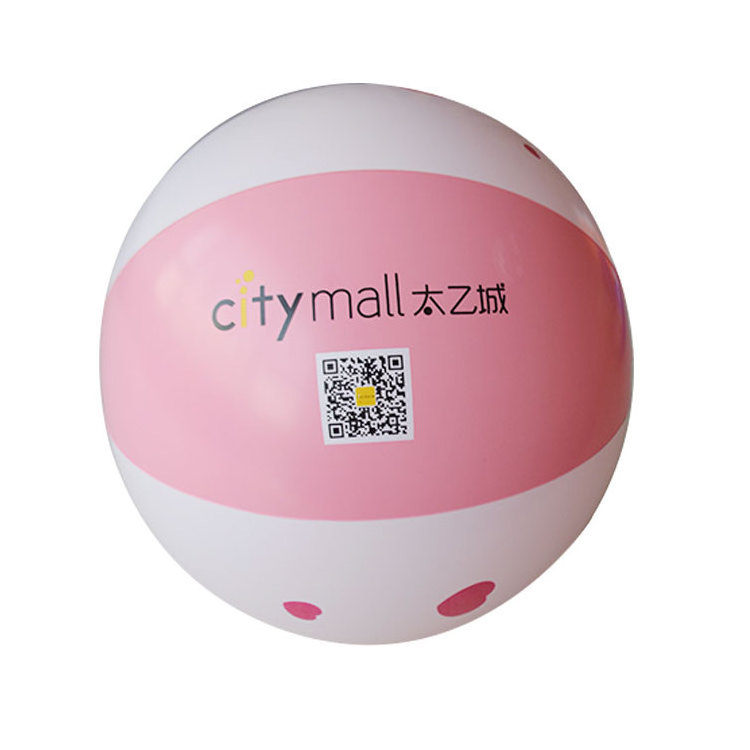 Custom Cute Inflatable Pink Beach Ball With Anime Logo Printing