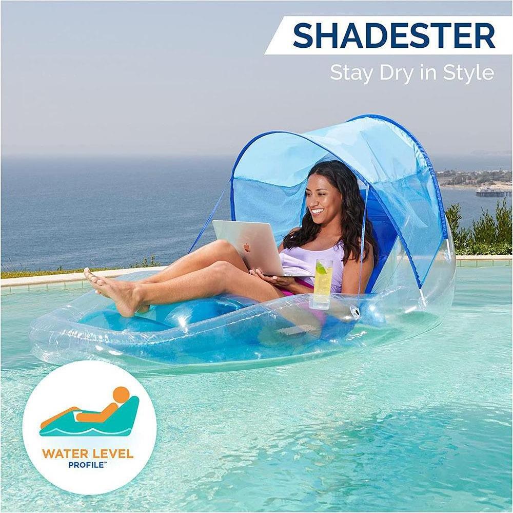 Wholesale water hammock inflatable mesh floating deck row chair with canopy lounge pool floats