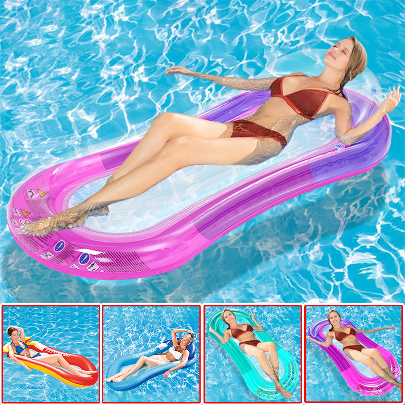 Custom Logo Transparent Inflatable Pool Float Colorful Swimming Pool Floating Tray Lounger For Adults