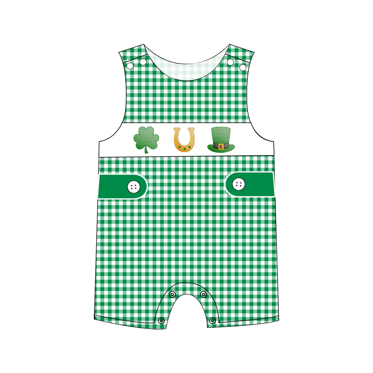 Puresun custom  St. Patrick's kids clothing wholesale smocking clover embroidery baby girl cotton boutique dress