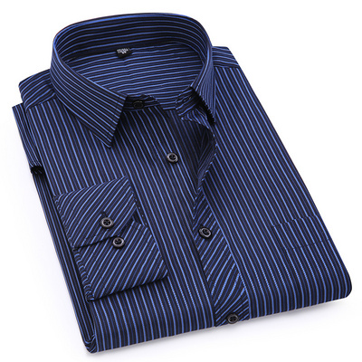 Plus Large Size 8XL 7XL 6XL 5XL 4XL Slim Fit Mens Business Casual Long Sleeved Shirt Classic Striped Male Social Dress Shirts