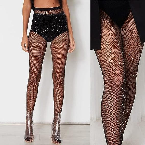 Rhinestone Sparkle Party Sexy Body Erotic Stocking Ladies Hosiery Sheer Babydoll High Waist Tights Pantyhose