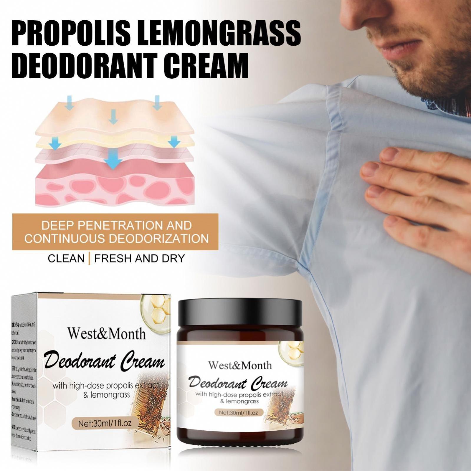 West & Month Wholesale OEM High Propolis Lemongrass Body Underarm Odor Treatment Armpit Whitening Deodorant Odor Removal Cream