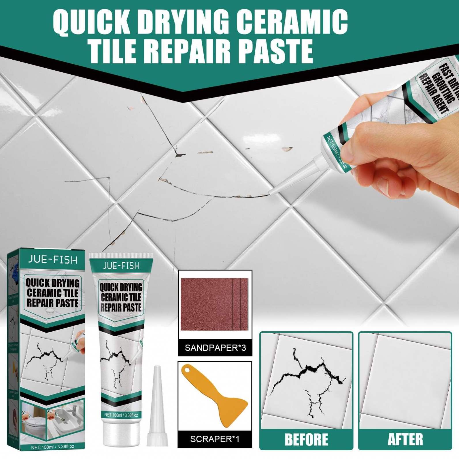 Jue Fish Wholesale OEM Quick Drying Ceramic Tiles Repair PasteNon-Toxic Strong Sticky Fast Dry Ceramic Tiles Paste Adhesive Glue