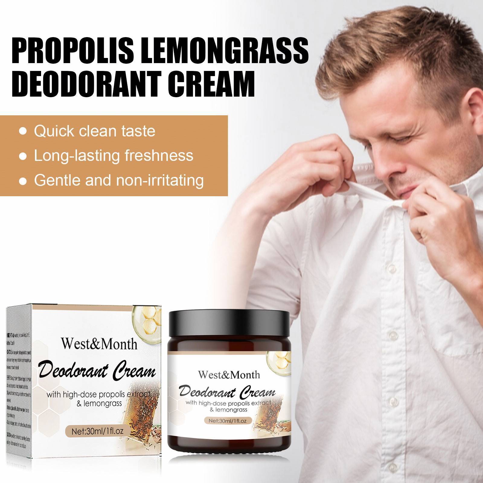 West & Month Wholesale OEM High Propolis Lemongrass Body Underarm Odor Treatment Armpit Whitening Deodorant Odor Removal Cream