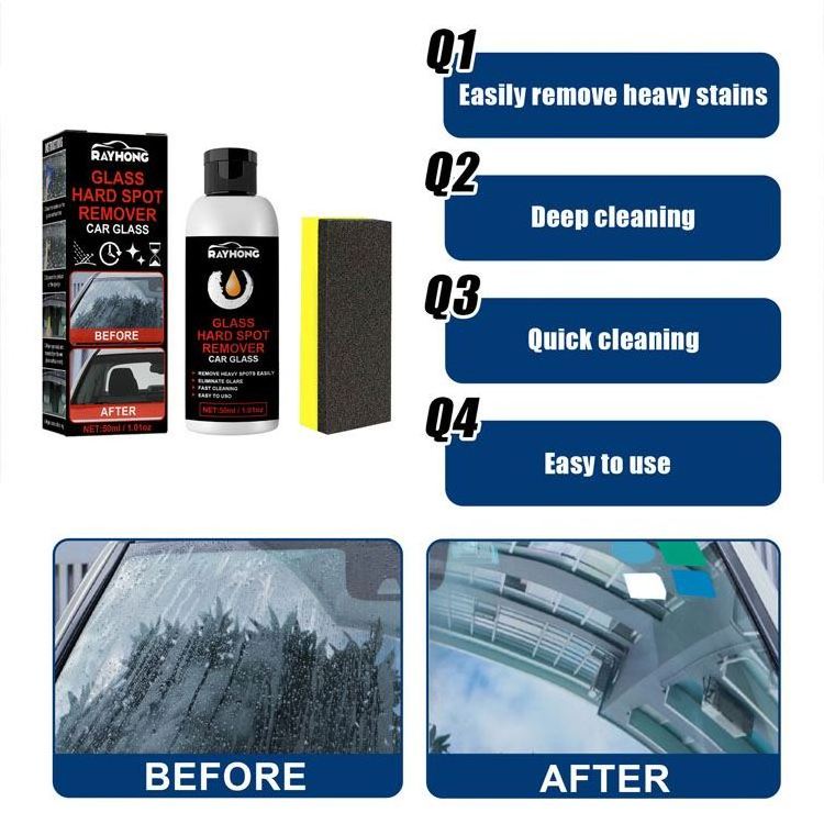 Rayhongcar Glass Oil Film Removing Paste Deep Cleaning Polishing Glass Cleaner For Auto Windshield Home Glass Water Spot Remover