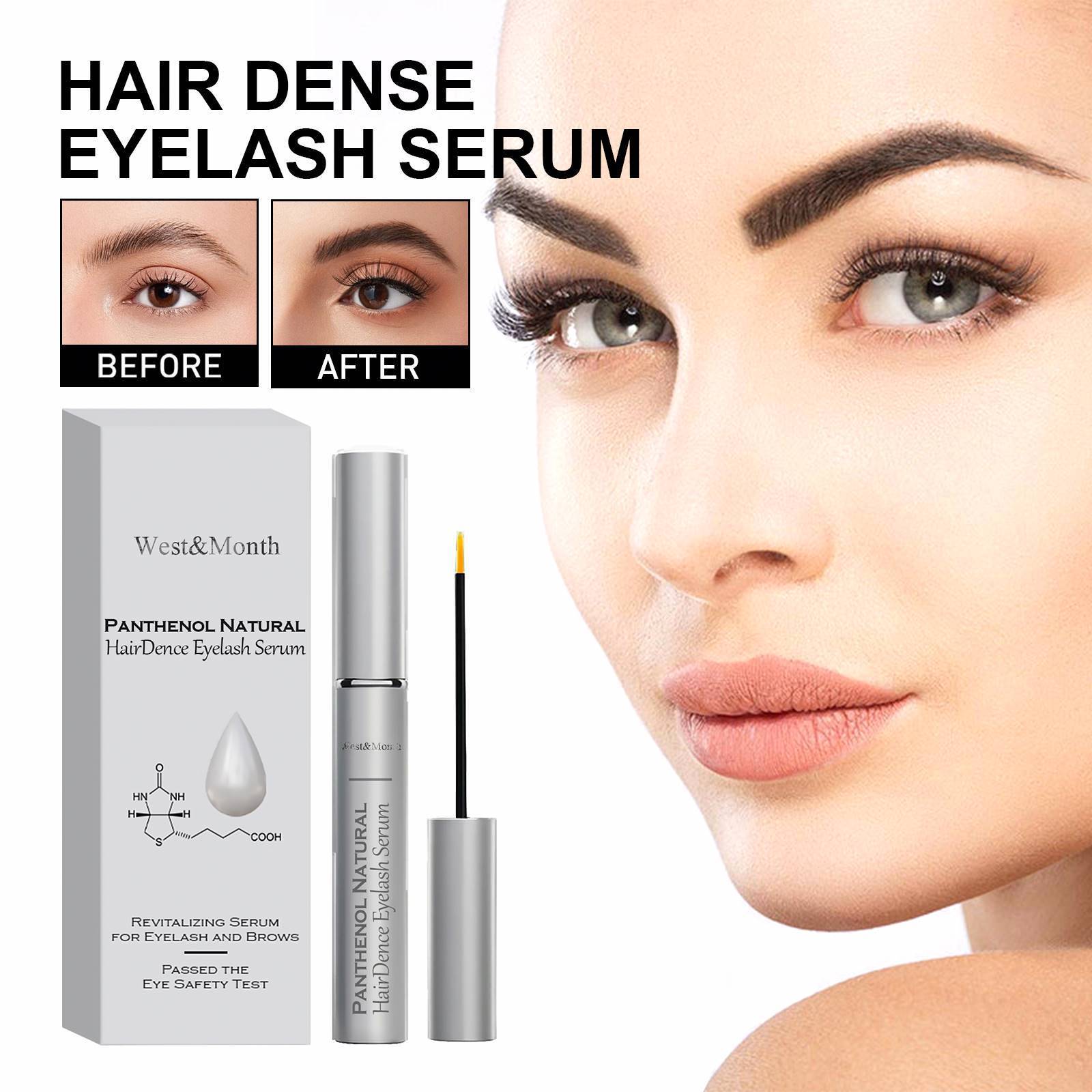 West & Month Panthenol Natural Hairdence Eyelash Serum Eye Brow Lash Growth Extension Grower Vegan Castor Oil Eyelash Serum