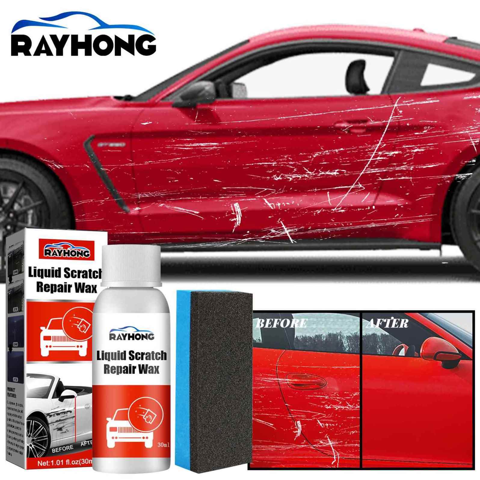 RAYHONG  Car Scratch Repair Liquid Remove Stain Scratch Repair Agent No Trace Car Polish Cleaning Tool Liquid Scratch Repair Wax