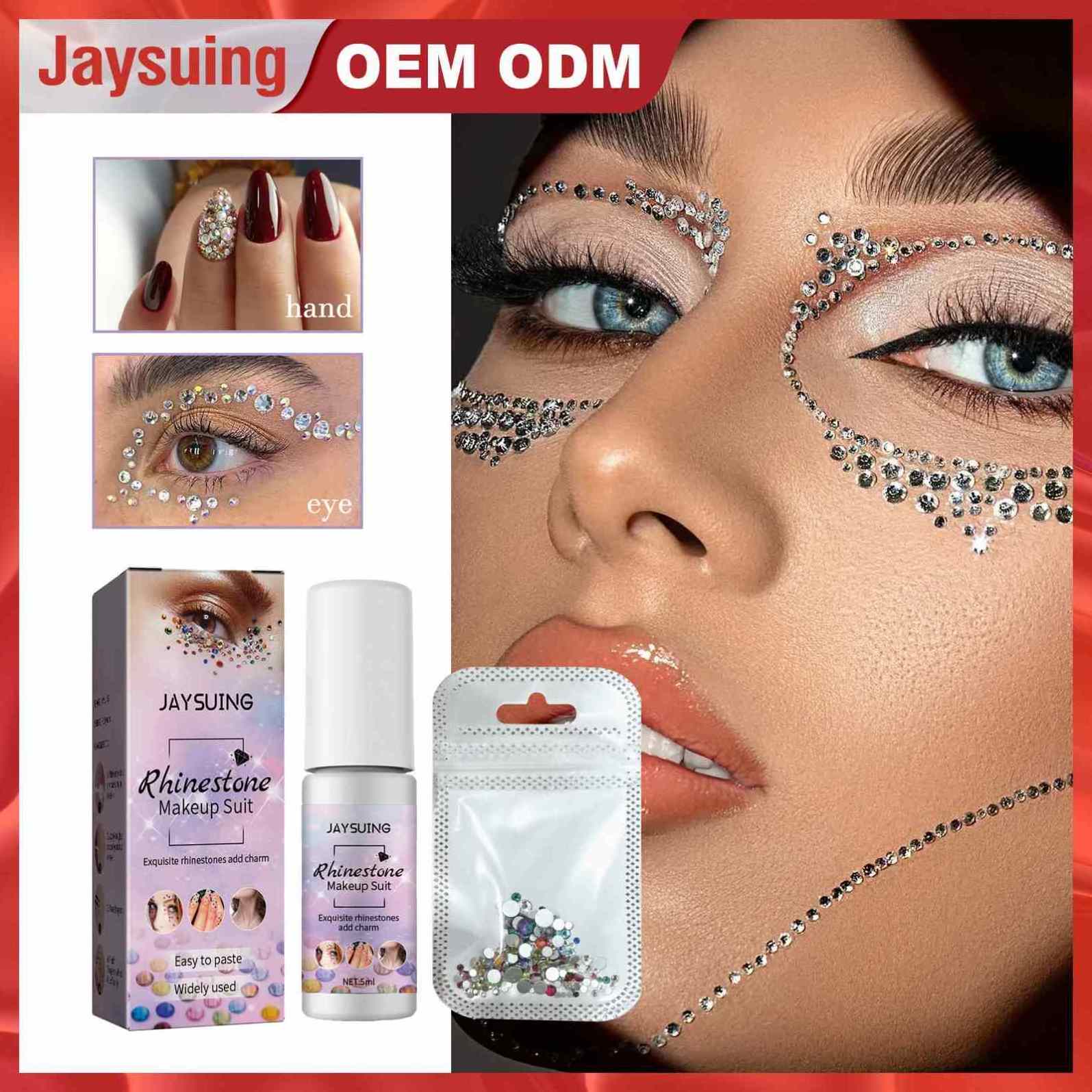 JAYSUING Wholesale Rhinestone Makeup Set Waterproof Face Glue Adhesive Jewels Face Rhinestone Cosmetic Face Glitter Kit