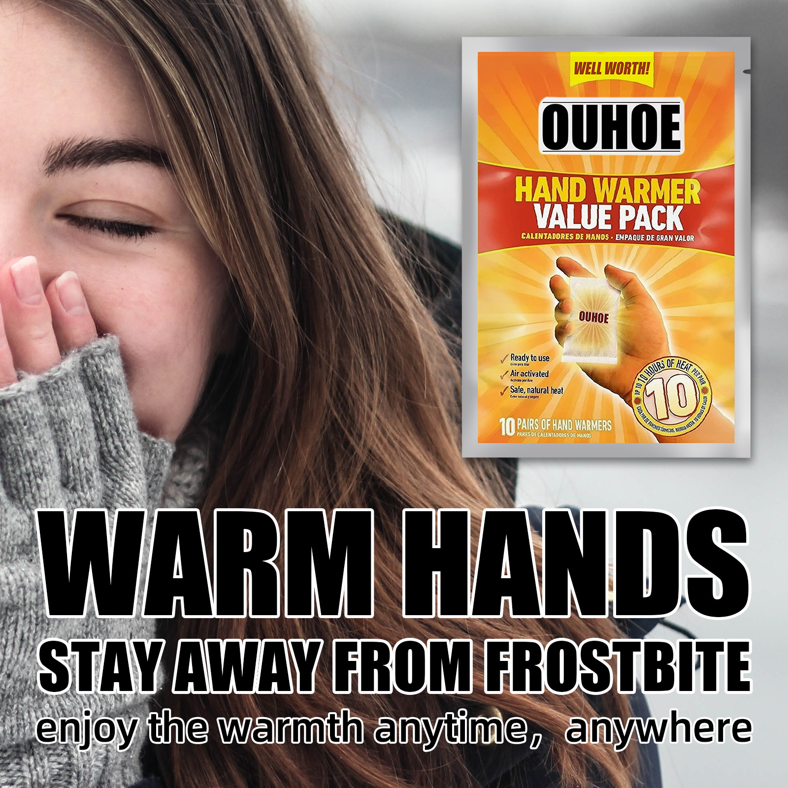 Ouhoe Amz on Winter hotsale disposable reusable self heat hand warmer warm patch warm foot heating hand OEM ODM