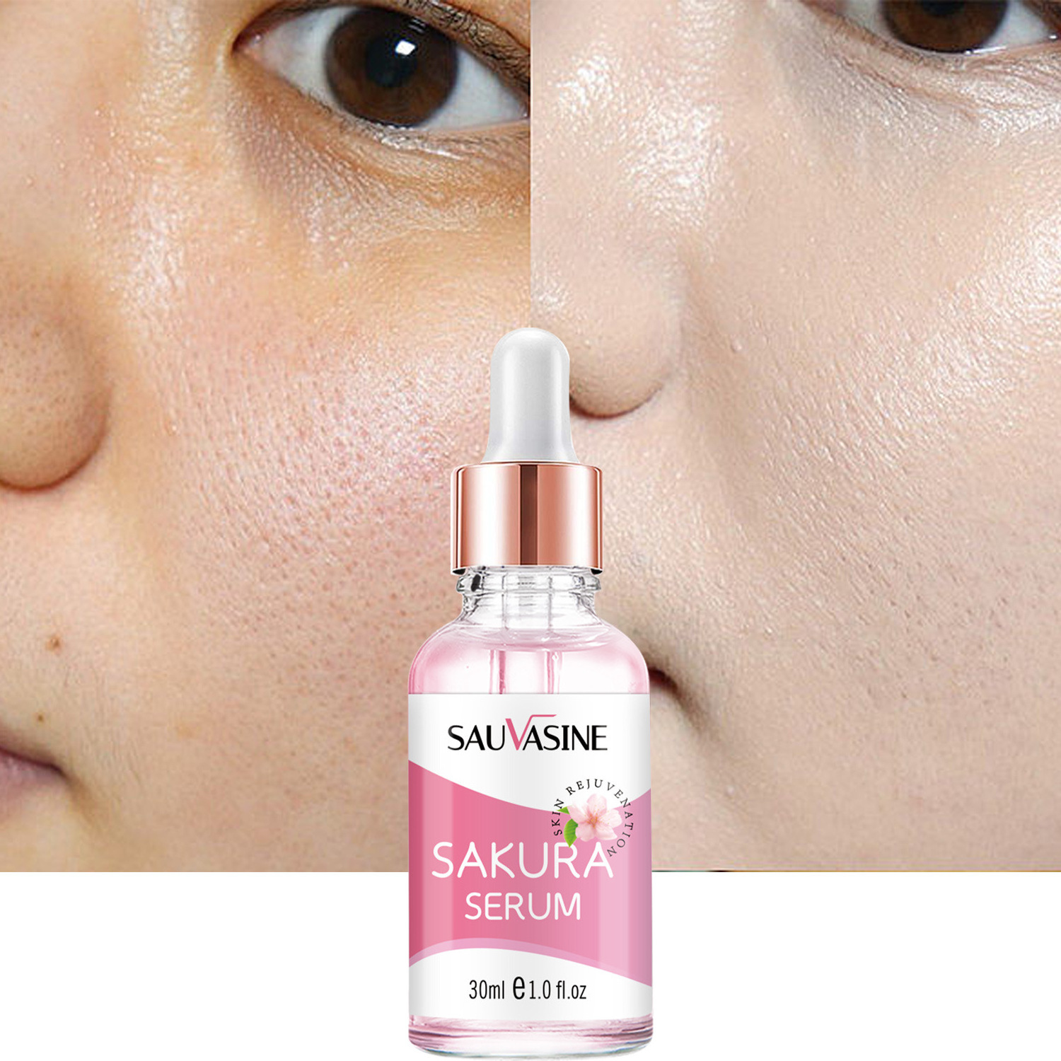 SAUVASINE New 30ML Moisturizing Brightens Skin Tone Anti-Aging Sakura Facial Essence  Brightening Anti-Wrinkle Whitening  Serum