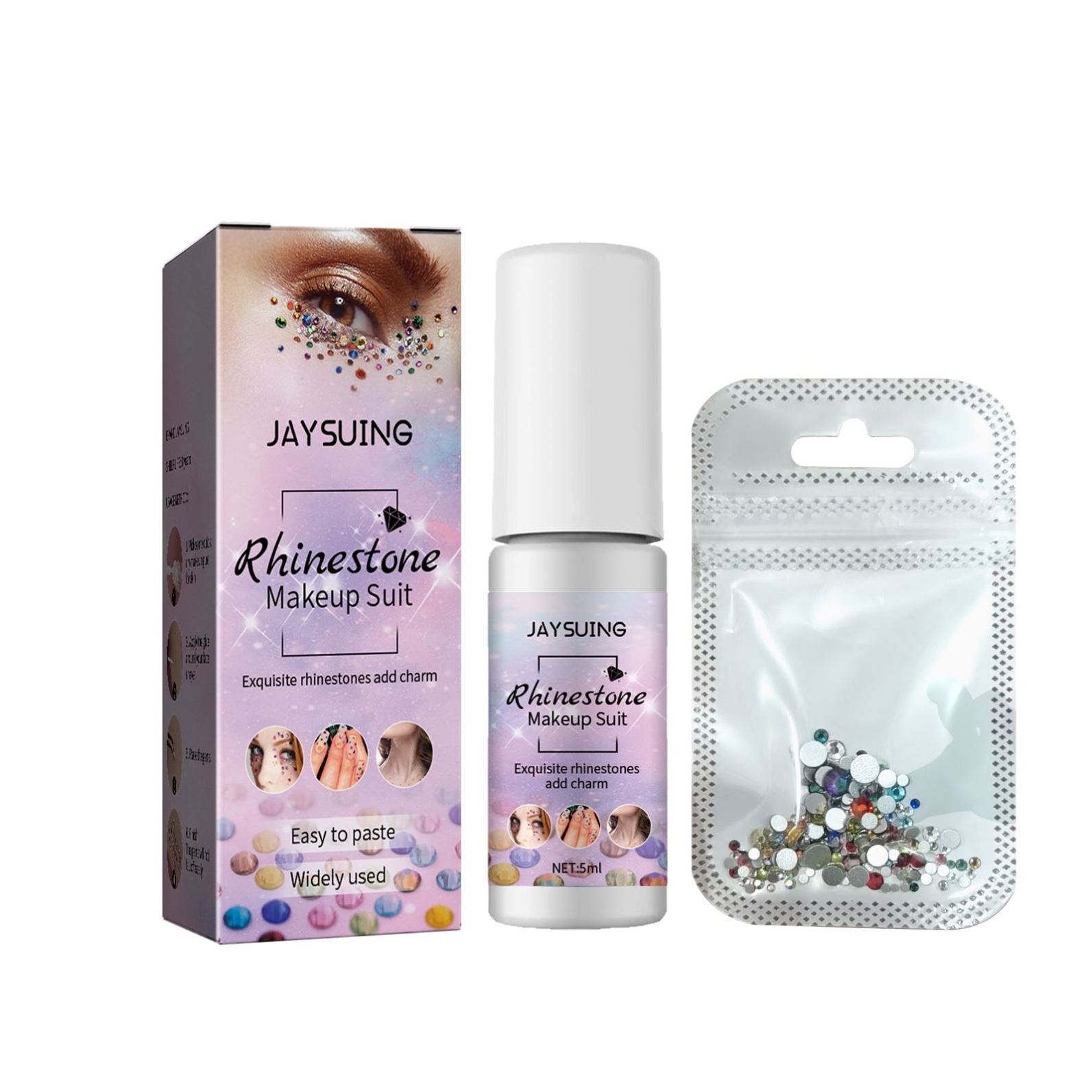 JAYSUING Wholesale Rhinestone Makeup Set Waterproof Face Glue Adhesive Jewels Face Rhinestone Cosmetic Face Glitter Kit