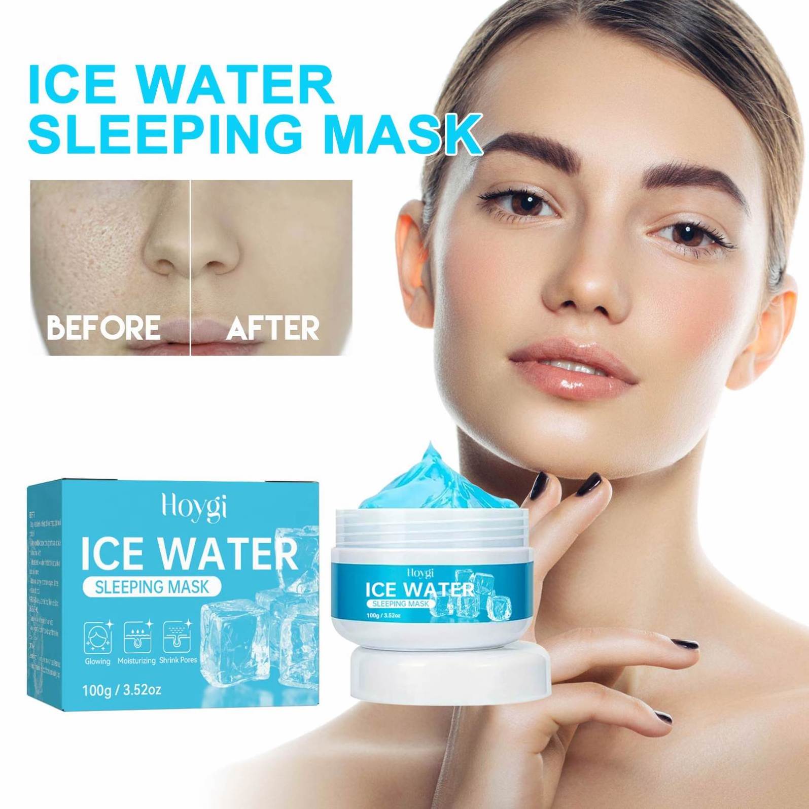 Hoygi Wholesale Private Label Ice Water Sleeping Mask Deep Moisturizing Glowing Cream Whitening Anti-Wrinkle Firming Facial Mask