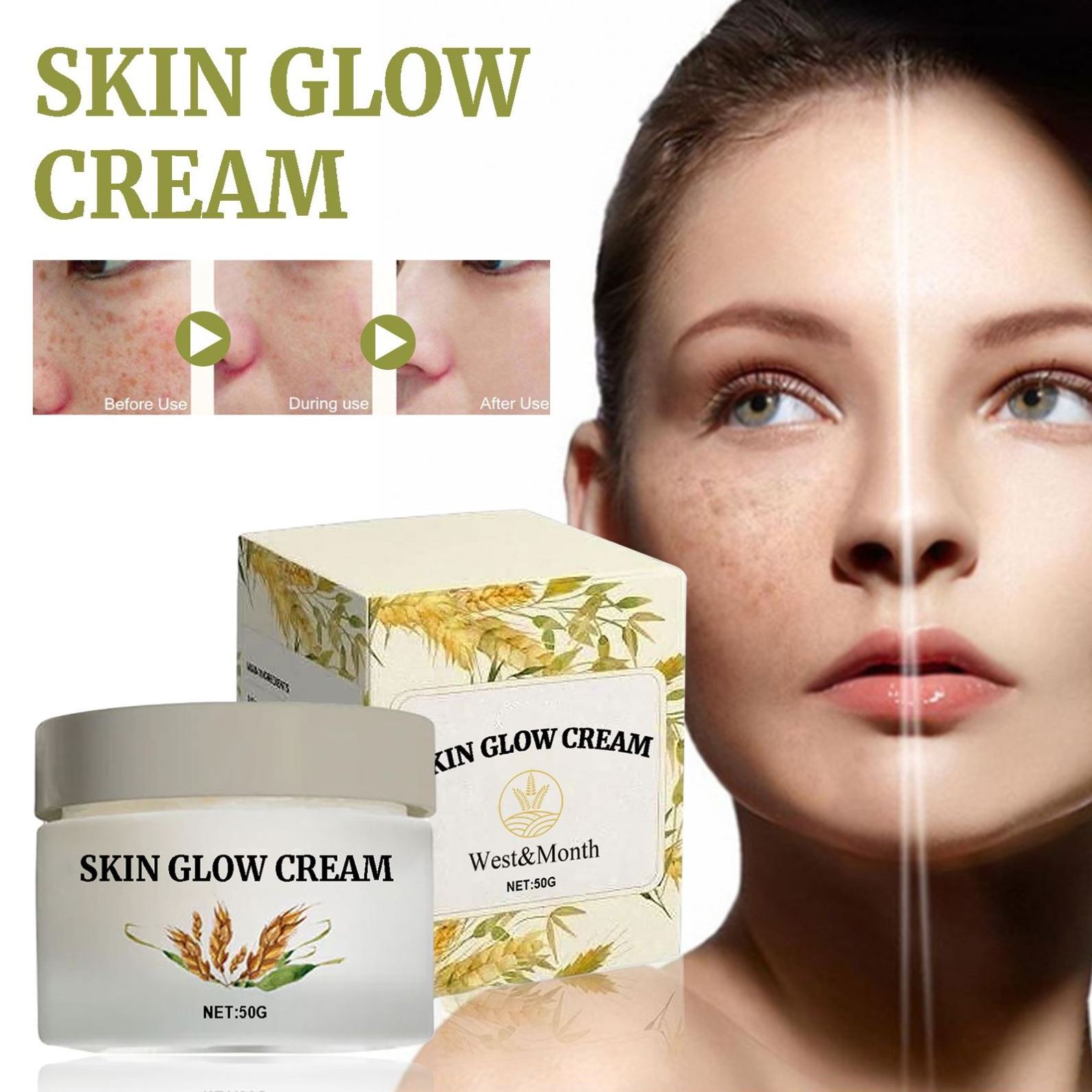 West & Month Wholesale Private Label Skin Glow Whitening Cream Dark Spot Corrector Papaya Lightening Facial Cream