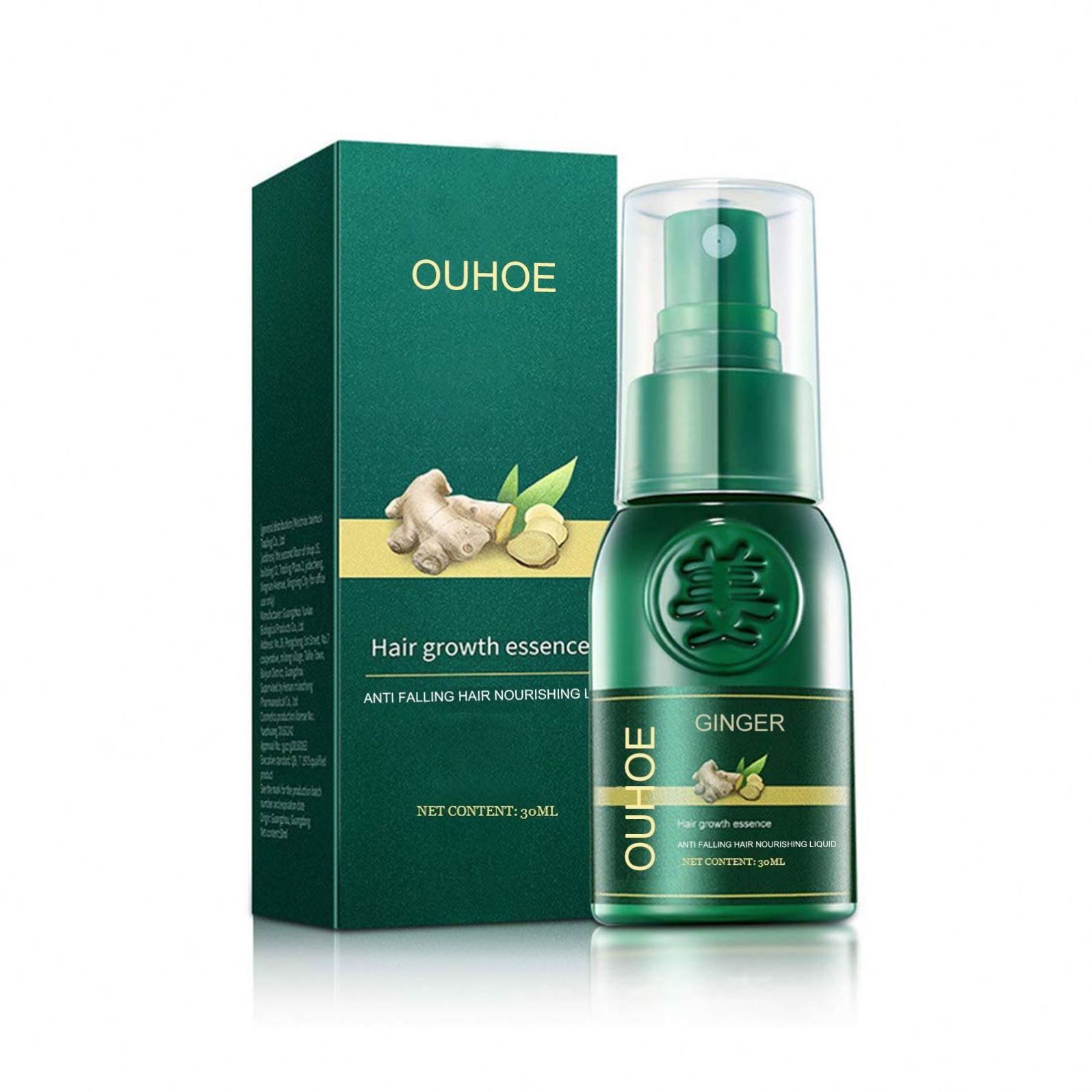 OUHOE High Quality Private Label  Organic Ginger Hair Growth Spray Serum Anti Hair Loss Oil Smoothing Repairing Hair Treatment