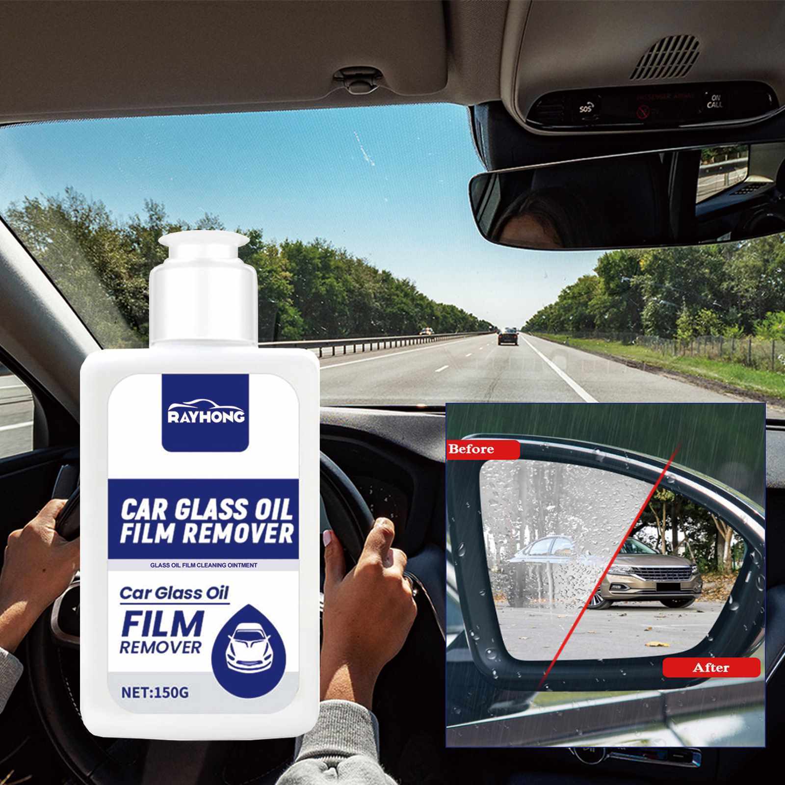 Rayhong 150g Glass Film Removal Cream Waterproof Car Glass Oil Film Remover Anti-rust Glass Film Removal Cream Car