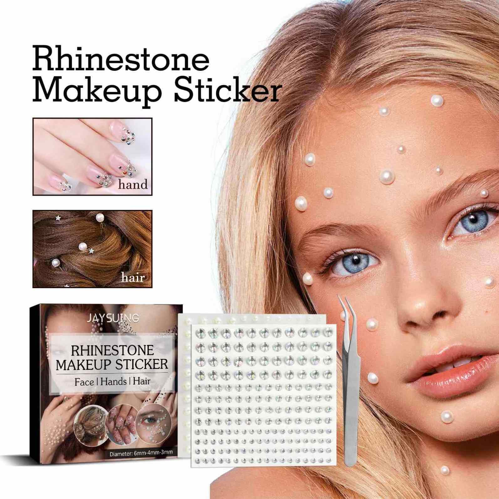 JAYSUING Wholesale 2 Packs Diamond Gem Makeup Sticker Tattoo Rhinestone Sticker Adhesive Face Jewel Stickers for Hands Face Hair