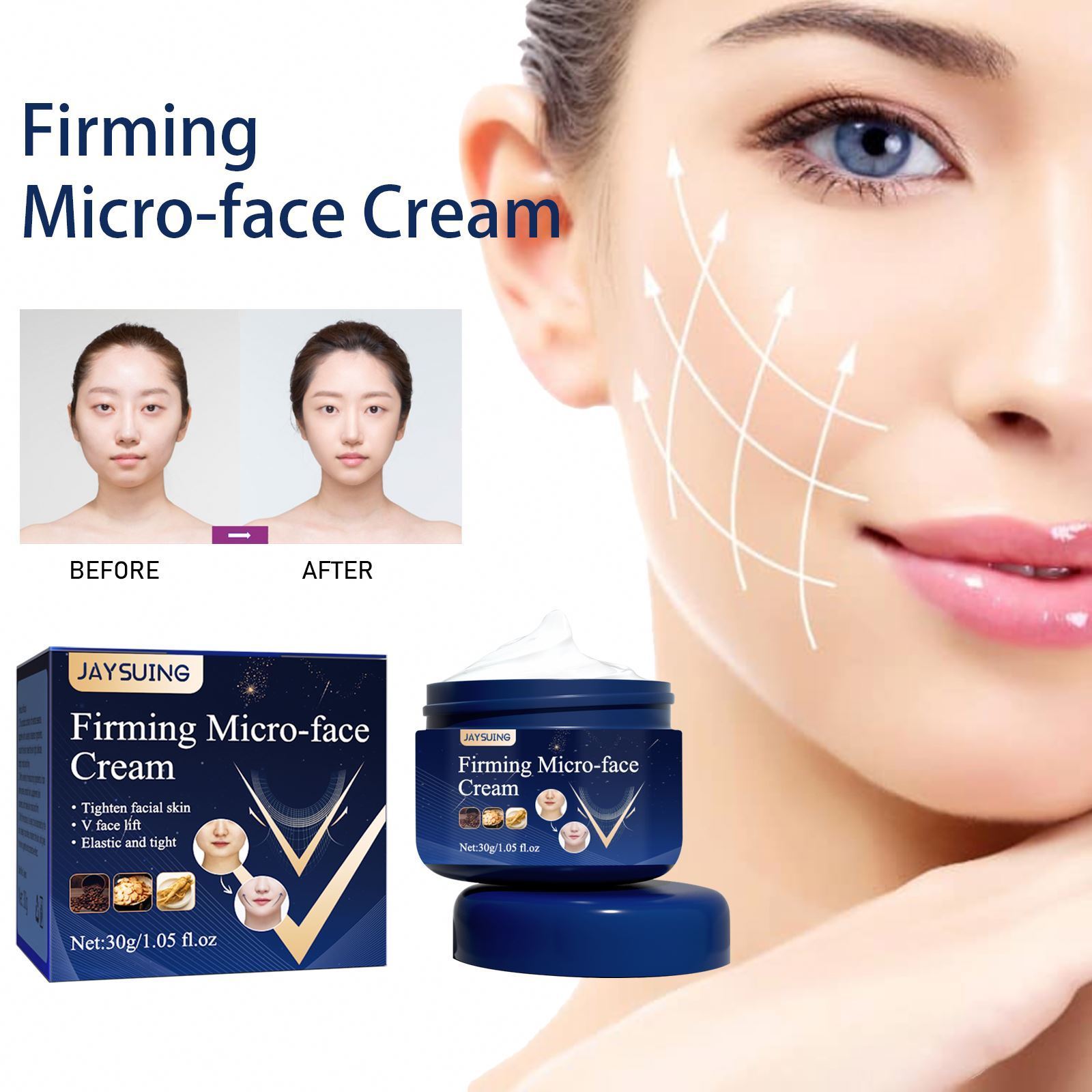 Jaysuing Firming Micro-face Cream Anti Aging Whitening Moisturizing Lifting Firming tightening Slimming V Line Shape Face Cream