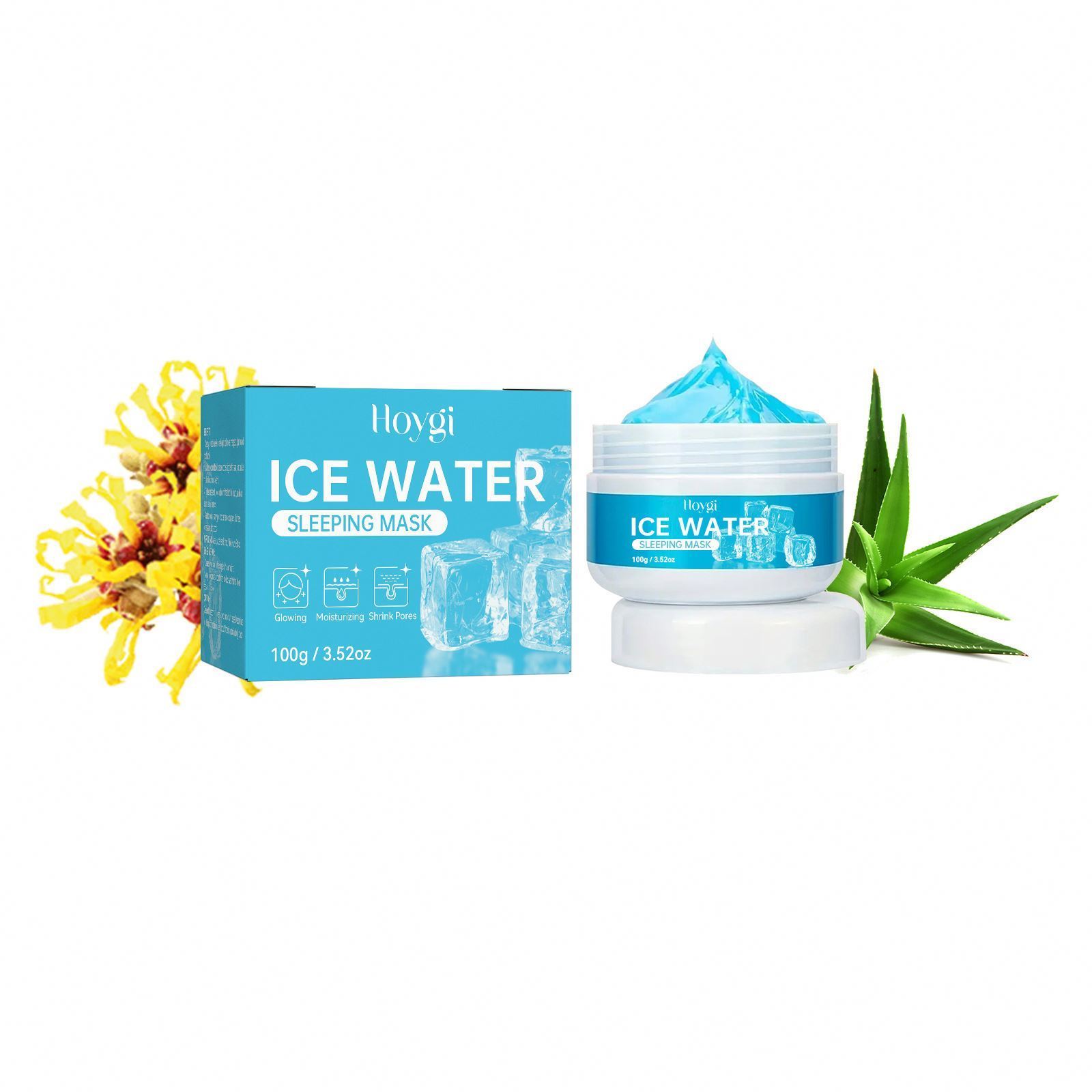 Hoygi Wholesale Private Label Ice Water Sleeping Mask Deep Moisturizing Glowing Cream Whitening Anti-Wrinkle Firming Facial Mask