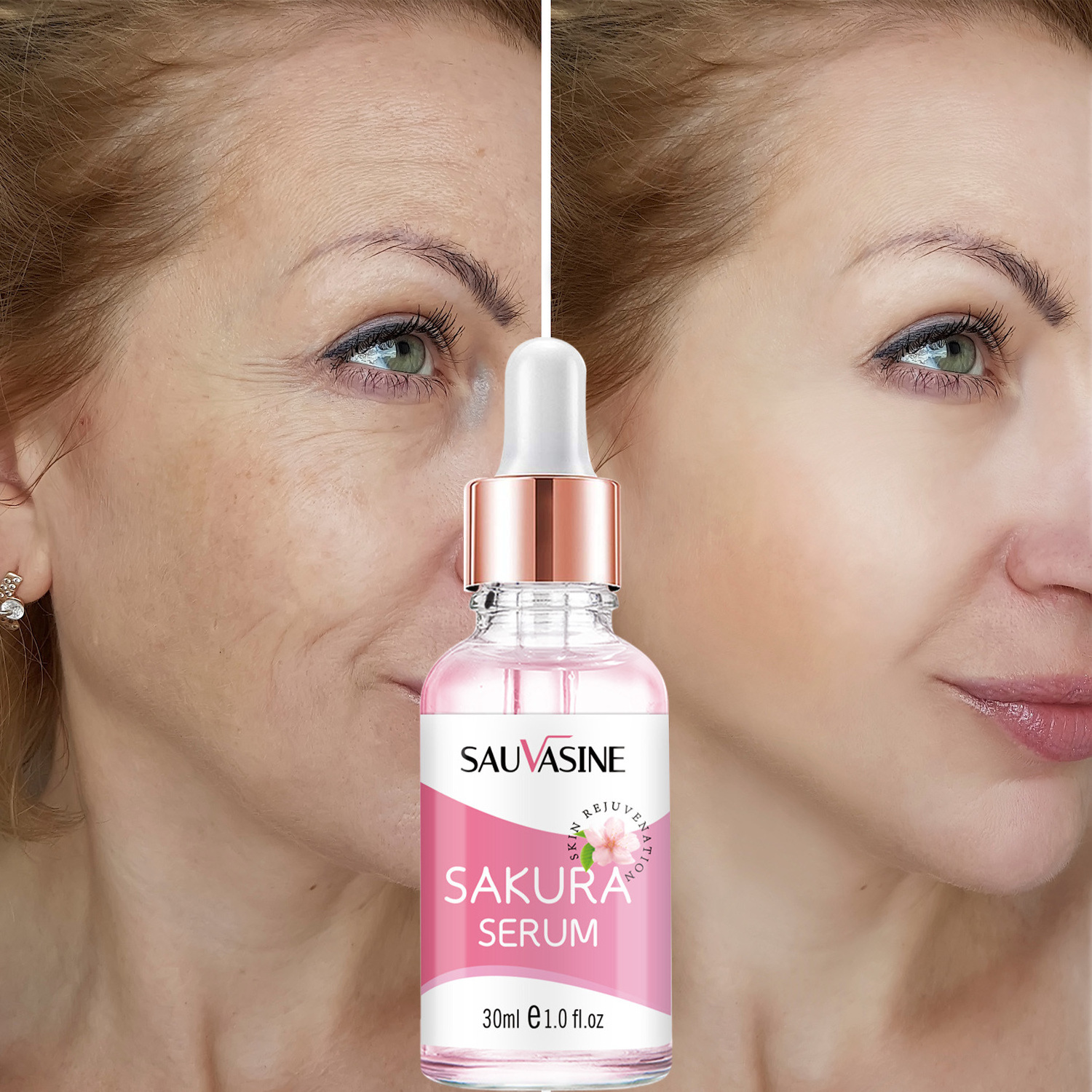 SAUVASINE New 30ML Moisturizing Brightens Skin Tone Anti-Aging Sakura Facial Essence  Brightening Anti-Wrinkle Whitening  Serum