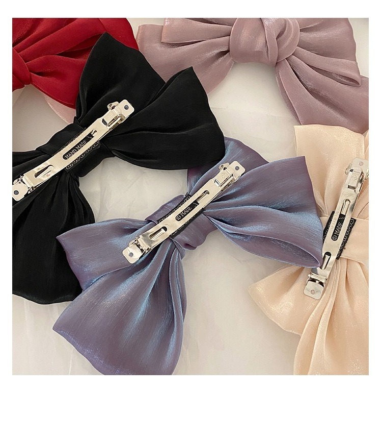 MX Ribbon Bow Spring Duck Bill French Barrette Elegant Hairgrips Hair Clip Logo