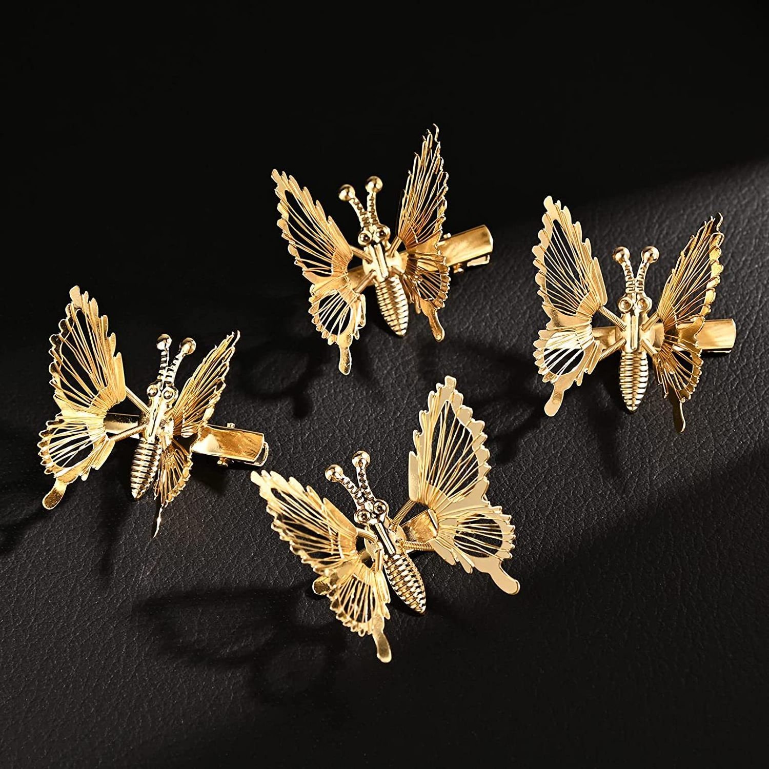 Moving Wings Hair Accessories Bow Hair Clips Gold Silver 3d Butterfly Metal Hair Claw