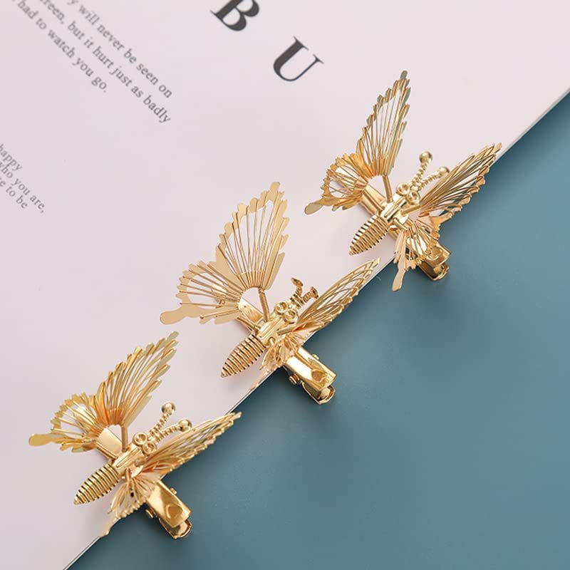 Moving Wings Hair Accessories Bow Hair Clips Gold Silver 3d Butterfly Metal Hair Claw