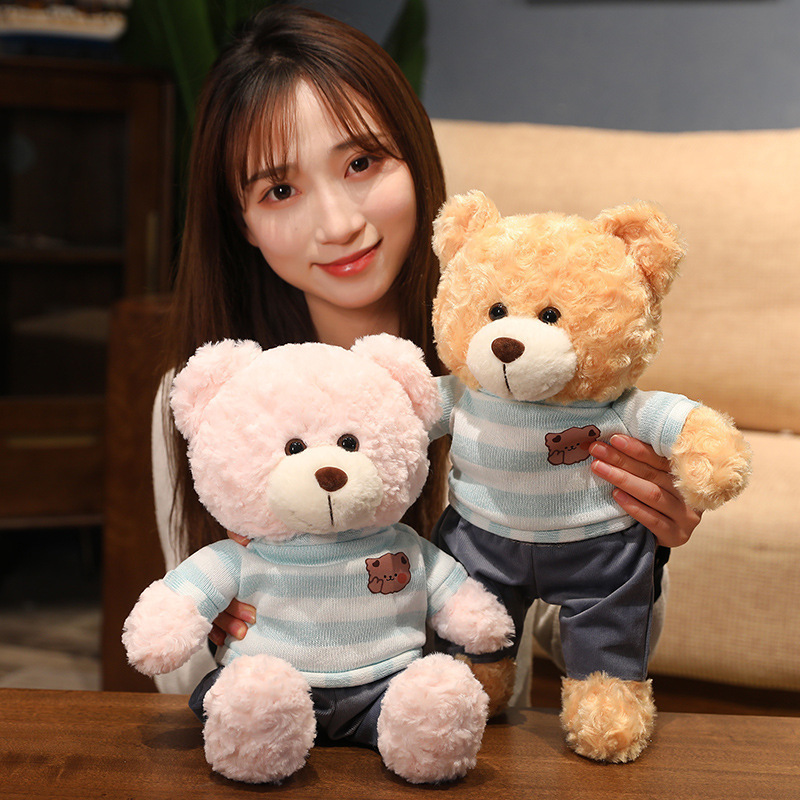 YWMX 40cm Creative Teddy Bear knitted sweater Plush teddy bear doll, Stuffed plush toy Fluffy bear pillow Kids Baby Shower Gift