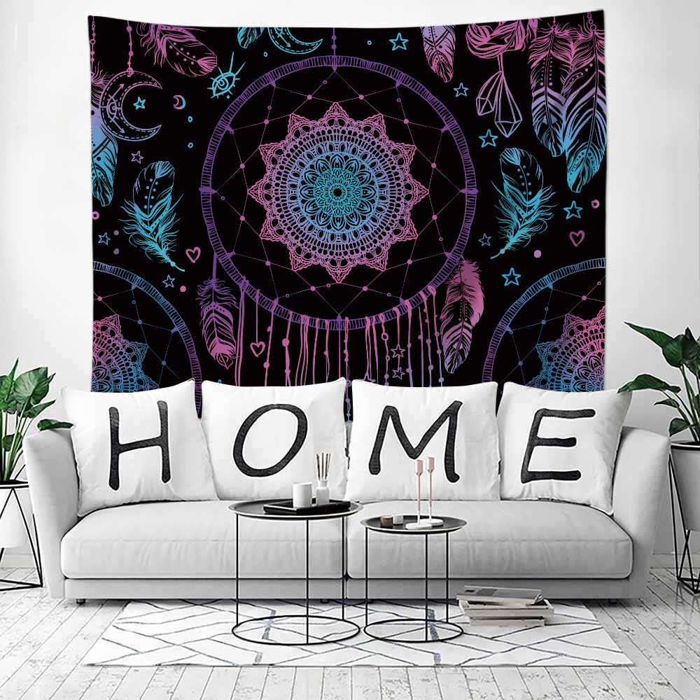 Custom Bohemian Mandala Hippie Polyester Digital Printed Spiritual Tapestry For Bedroom Decor