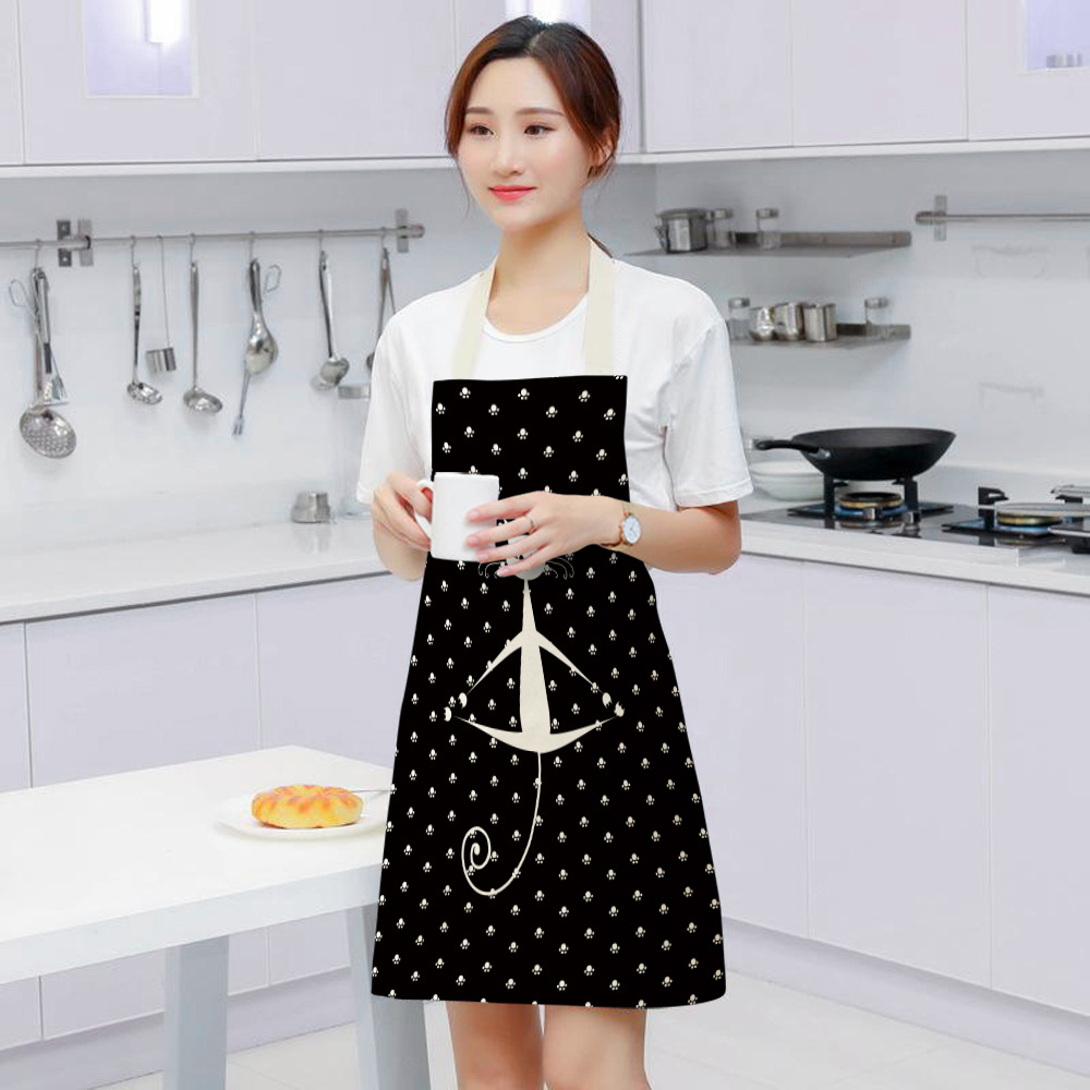 Custom New Design Sense Cat Black And White Striped Print Waterproof Kitchen Baking Apron