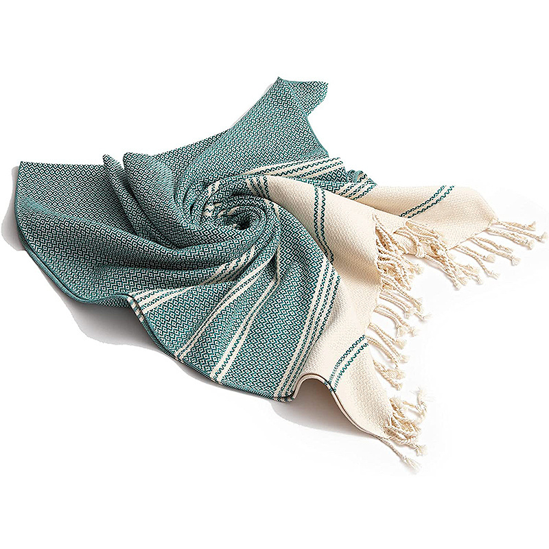 Wholesale 100% Cotton Jacquard Hand Made Turkish Beach Towel With Tassels Sand Free Bath Fouta Towel