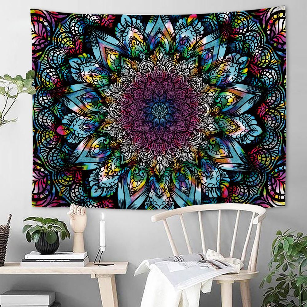 Custom Bohemian Mandala Hippie Polyester Digital Printed Spiritual Tapestry For Bedroom Decor