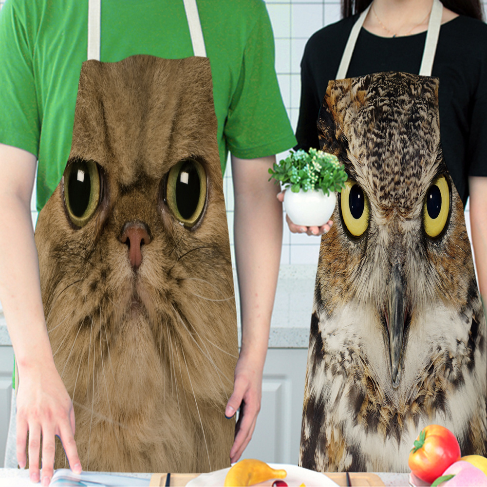 Hot Selling  Custom Design Cute Animal Print Kitchen cat Apron Non-Waterproof Easy Clean Apron