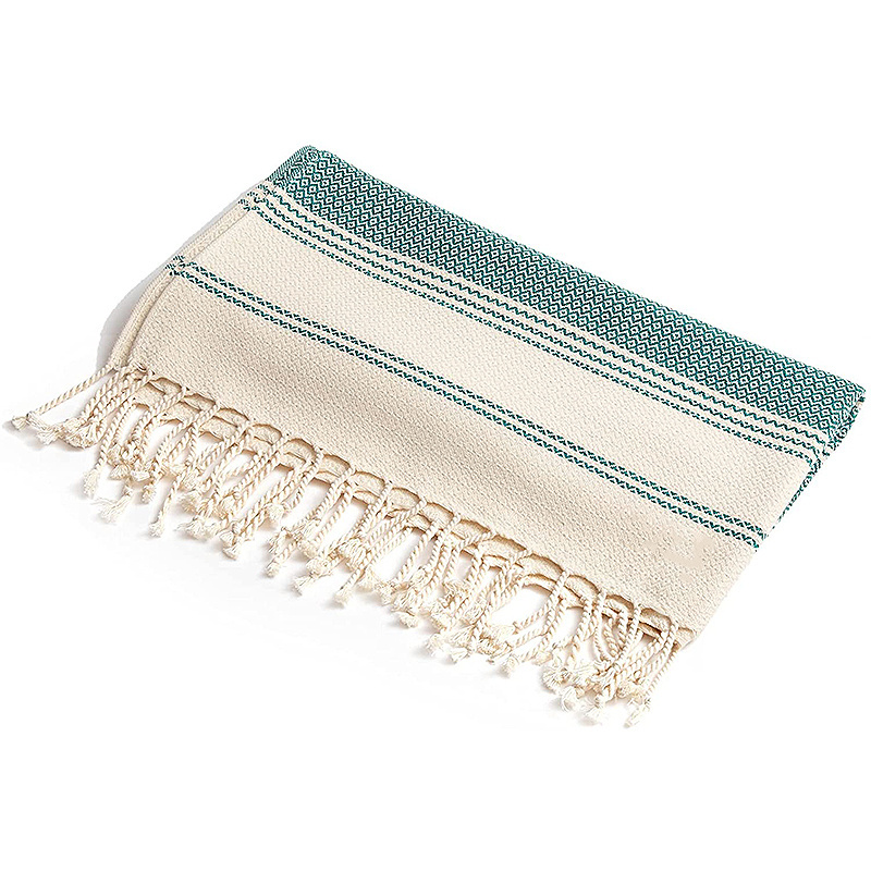 Wholesale 100% Cotton Jacquard Hand Made Turkish Beach Towel With Tassels Sand Free Bath Fouta Towel